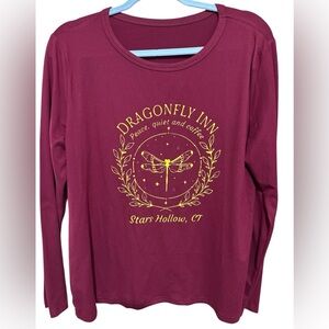 Dragonfly Inn Gilmore Girls Burgundy Long-Sleeve Shirt Size Large